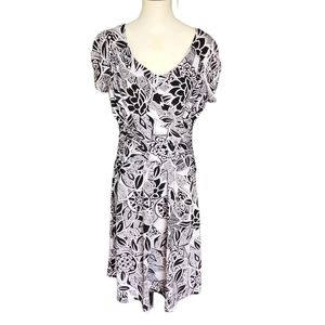 Kim Rogers Black/White Paisley Print Dress Size L